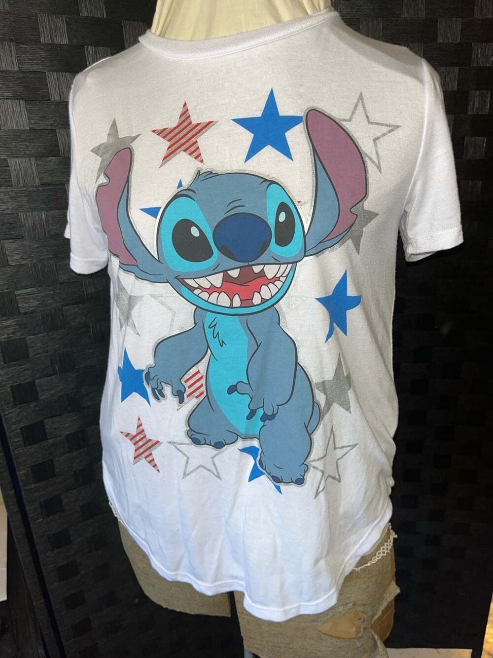 Disney Lilo & Stitch Star Graphic T-Shirt White Size M (7-9)